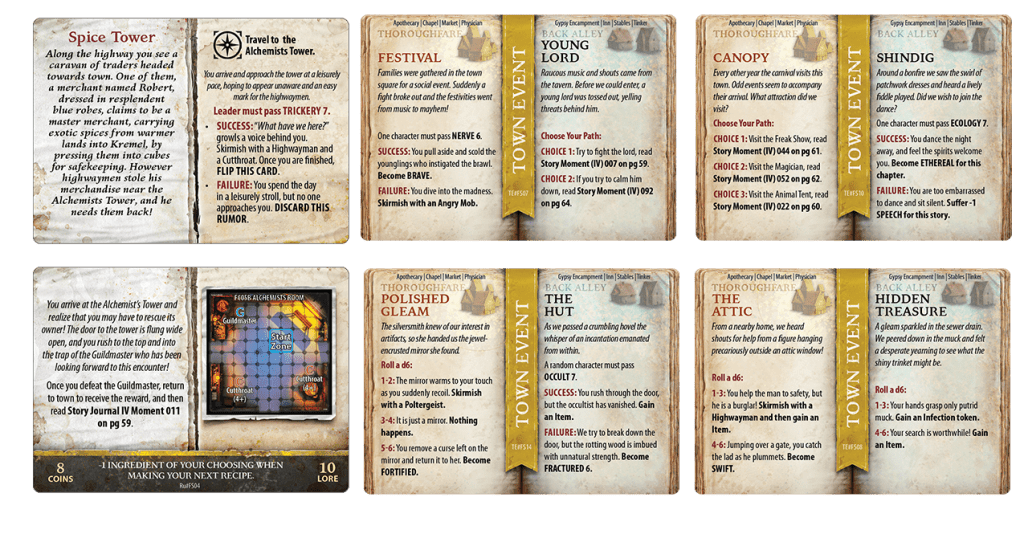 Images of Rumor cards and Town Event Cards